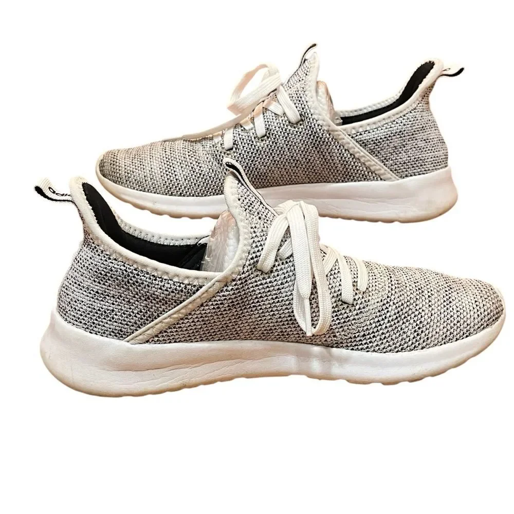 Adidas Gray Mesh Sneakers Cloudfoam Lace Up Light Athletic Shoes Women’s 8